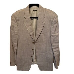 Giorgio Armani Mens Suit  Beige/Grey Linen Blend Made in Italy Size 42